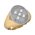 10K Gold Custom Men's Signet ring with stone and customization on shank and crown.